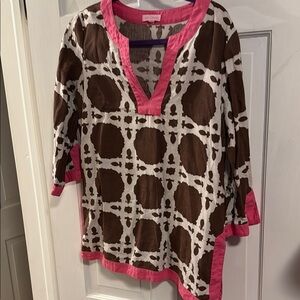 Lilly Pulitzer Brown and White Boxy Tunic